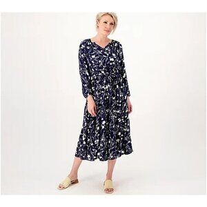 Encore by Idina Menzel Petite Romantic Tiers Dress Coastal Navy Petite M